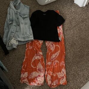 Maurices Orange and White Wide Leg Pants